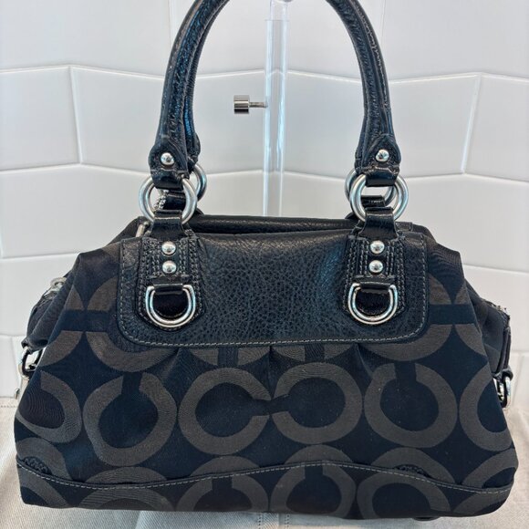 Coach Madison Sabrina Satchel - Leather and Canvas - Black - Picture 2 of 16